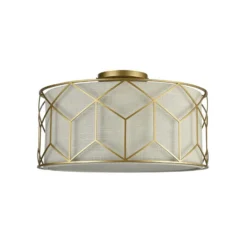 Plafón Maytoni Messina, Ø 43 cm, beige, lino