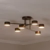 Plafón Modus 6, acero, 6 luces, GX53, negro