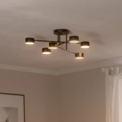Plafón Modus 6, acero, 6 luces, GX53, negro