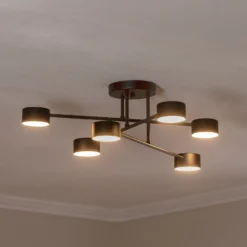 Plafón Modus 6, acero, 6 luces, GX53, negro