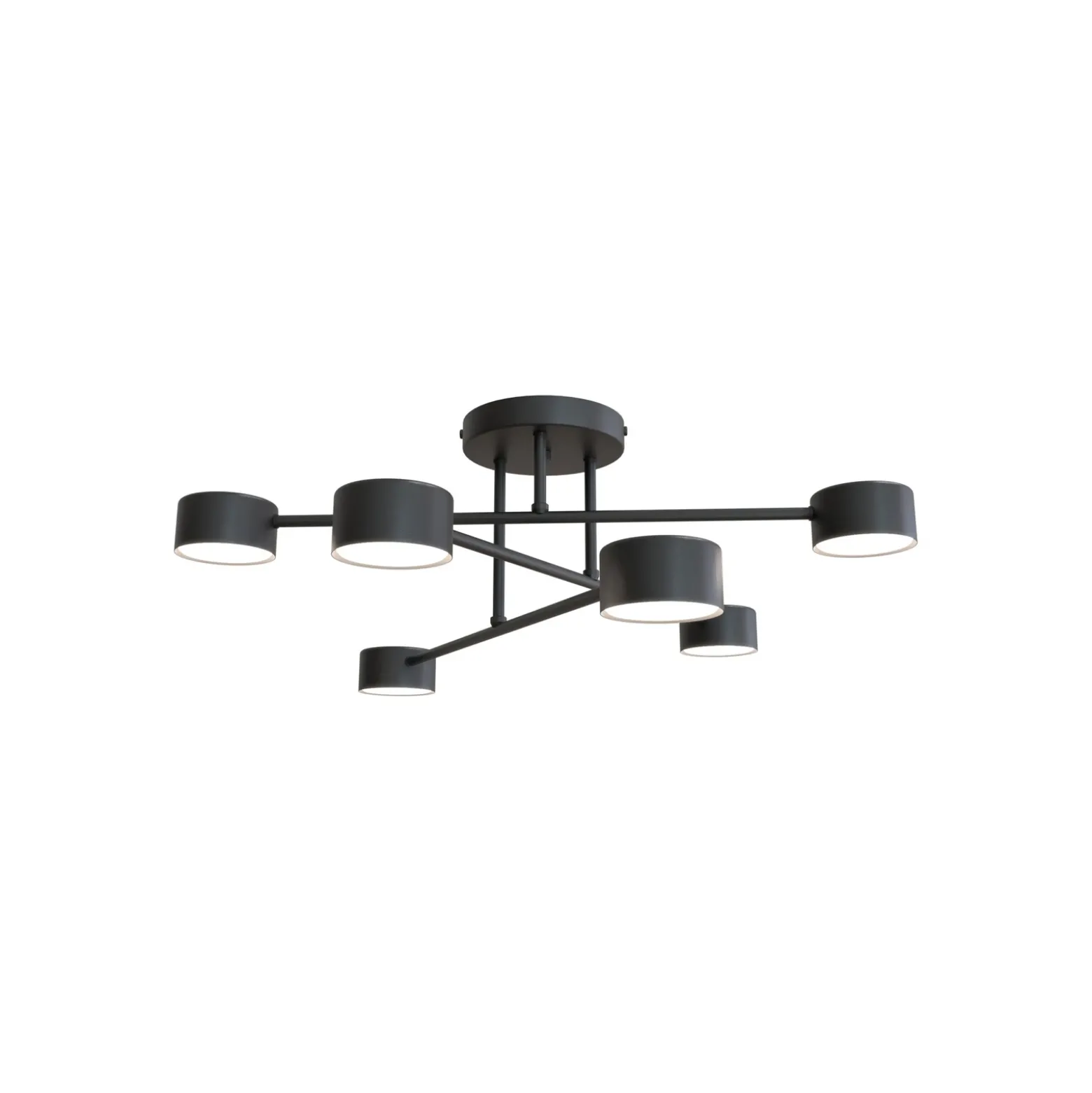 Plafón Modus 6, acero, 6 luces, GX53, negro