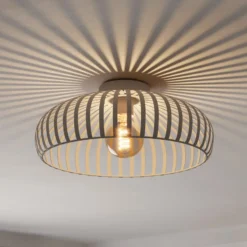 Plafón Mogano 3, beige, Ø 43 cm, metal, E27
