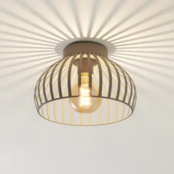 Plafón Mogano 3, beige, Ø 28 cm, metal, E27