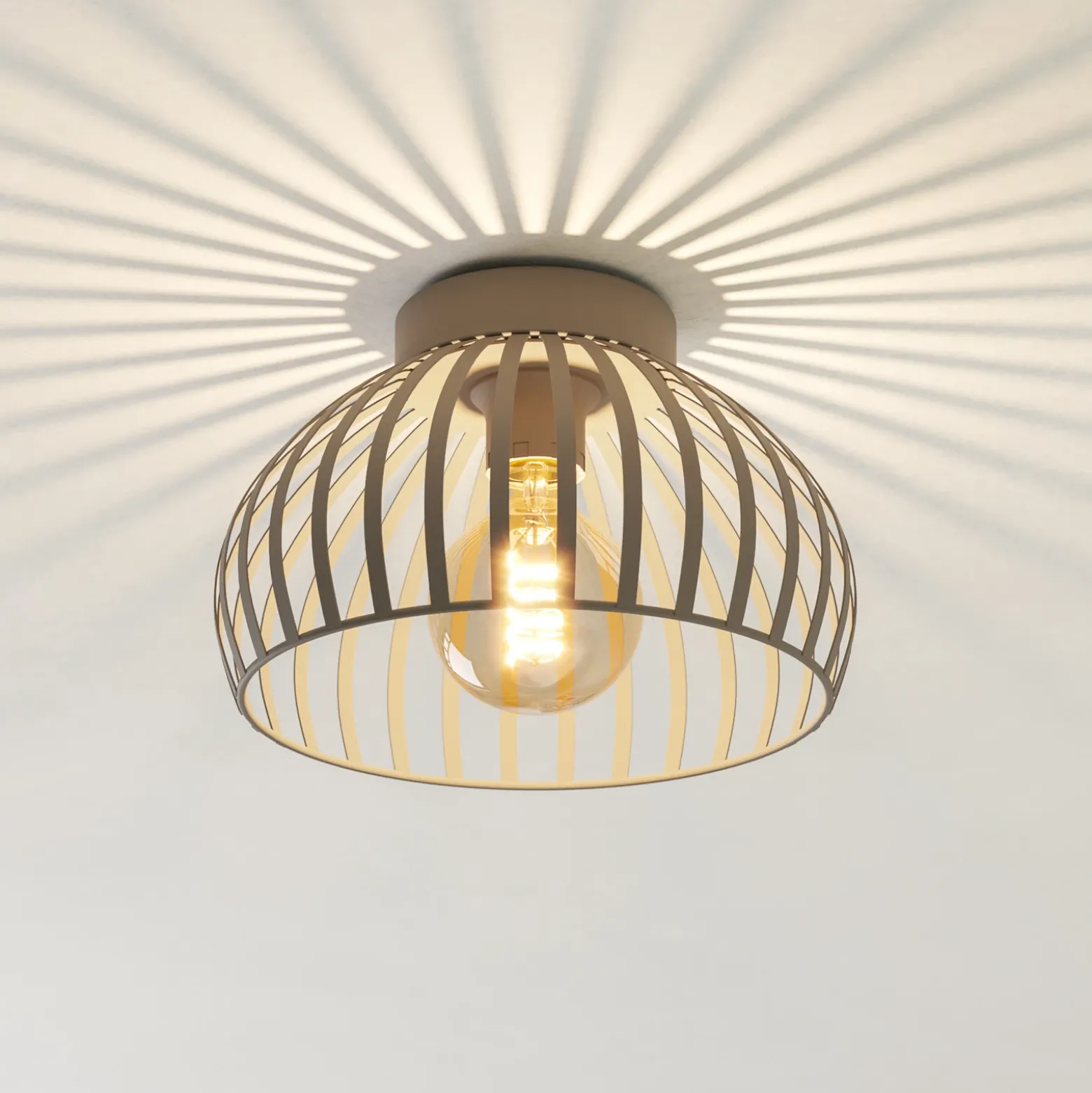 Plafón Mogano 3, beige, Ø 28 cm, metal, E27