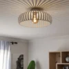 Plafón Mogano 3, beige, Ø 43 cm, metal, E27