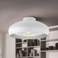Plafón Mogano de metal, Ø40cm, blanco