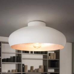 Plafón Mogano de metal, Ø40cm, blanco