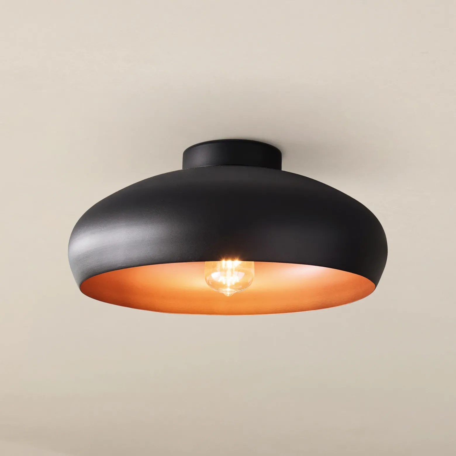Plafón Mogano de metal, Ø40cm, negro
