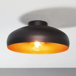 Plafón Mogano de metal, Ø40cm, negro