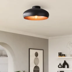 Plafón Mogano de metal, Ø40cm, negro