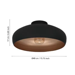 Plafón Mogano de metal, Ø40cm, negro
