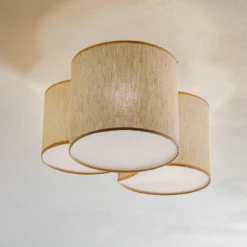 Plafón Mona Nature, 3 luces, lino natural