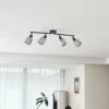 Plafón Netty de Lindby, 4 luces, gris, cristal