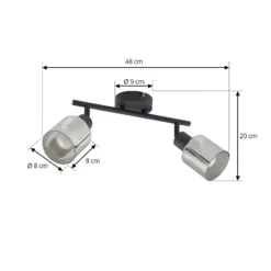 Plafón Netty de Lindby, 4 luces, gris, cristal