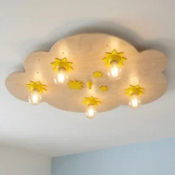 Plafón Nube de estrellas, en haya natural, 75 cm