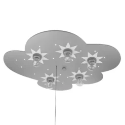 Plafón Nube, titanio, 5 luces, 20 puntos LED