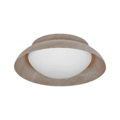 Plafón ORBIS Milan de OSRAM, madera, Ø 31 cm, metal/vidrio