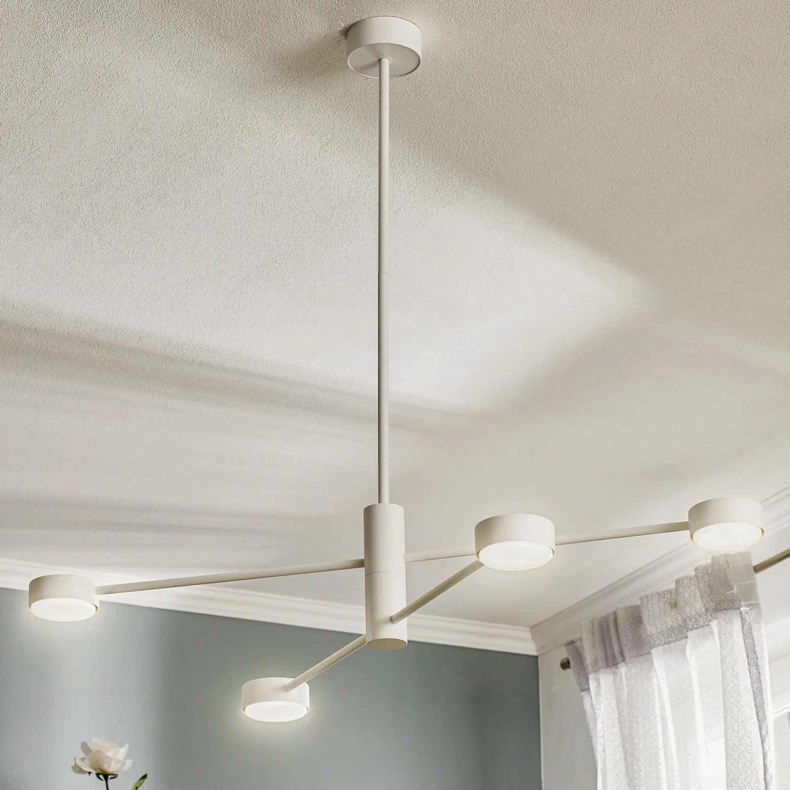 Plafón Orbit IV, blanco, 4 luces