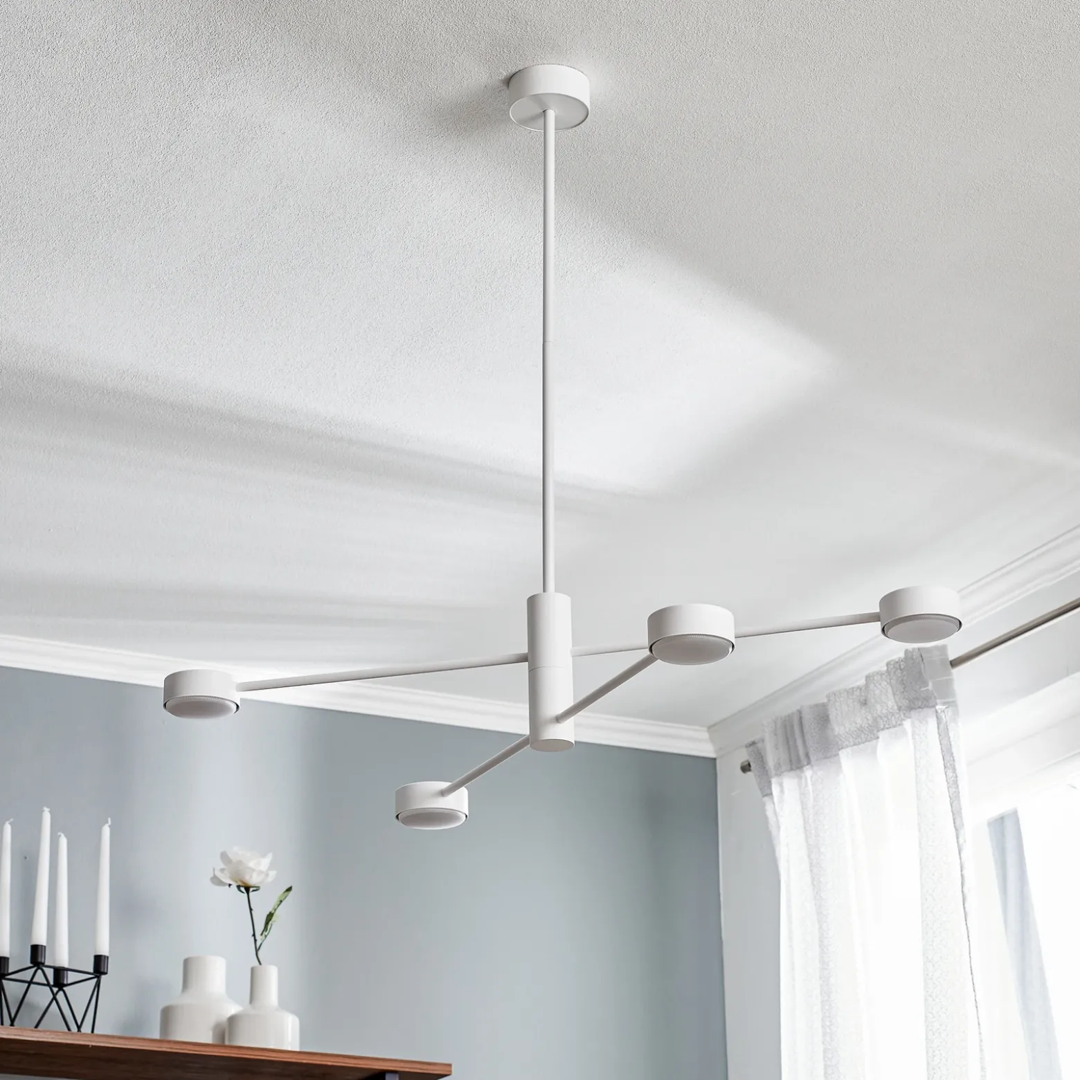Plafón Orbit IV, blanco, 4 luces