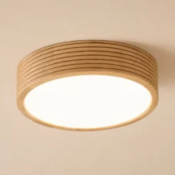 Plafón Oro, madera de roble/cristal, Ø 38 cm, E27