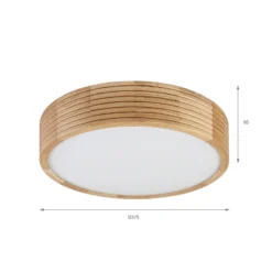 Plafón Oro, madera de roble/cristal, Ø 38 cm, E27