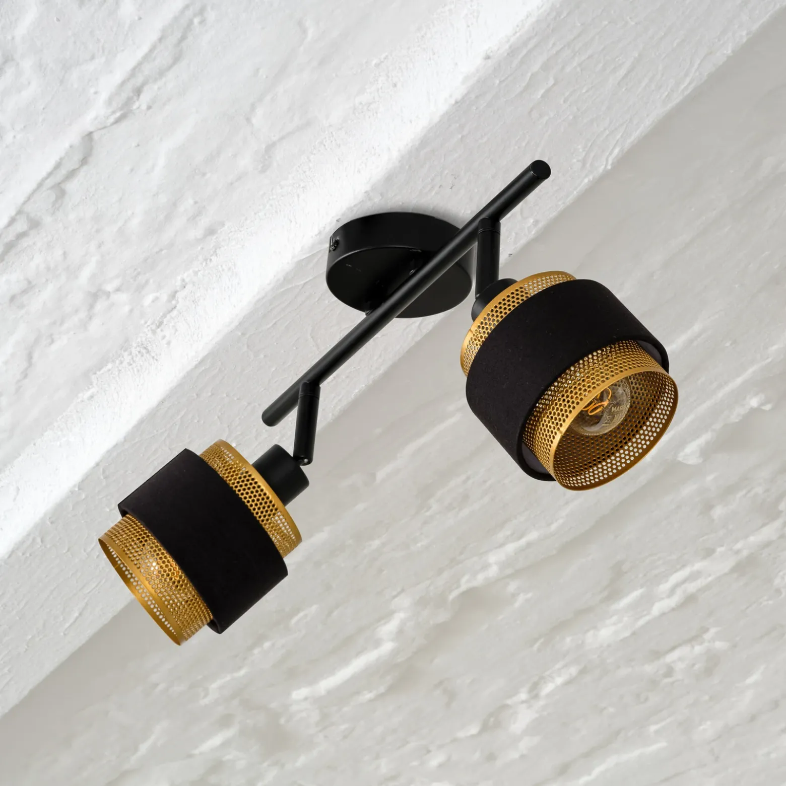 Plafón OSRAM Decor Spot Hornet, 2 luces, negro/dorado