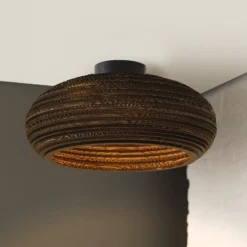 Plafón OSRAM DROP, marrón, Ø 40 cm, cartón ondulado, E27