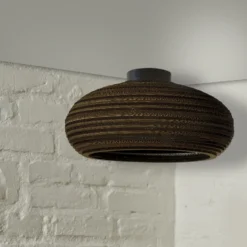 Plafón OSRAM DROP, marrón, Ø 40 cm, cartón ondulado, E27