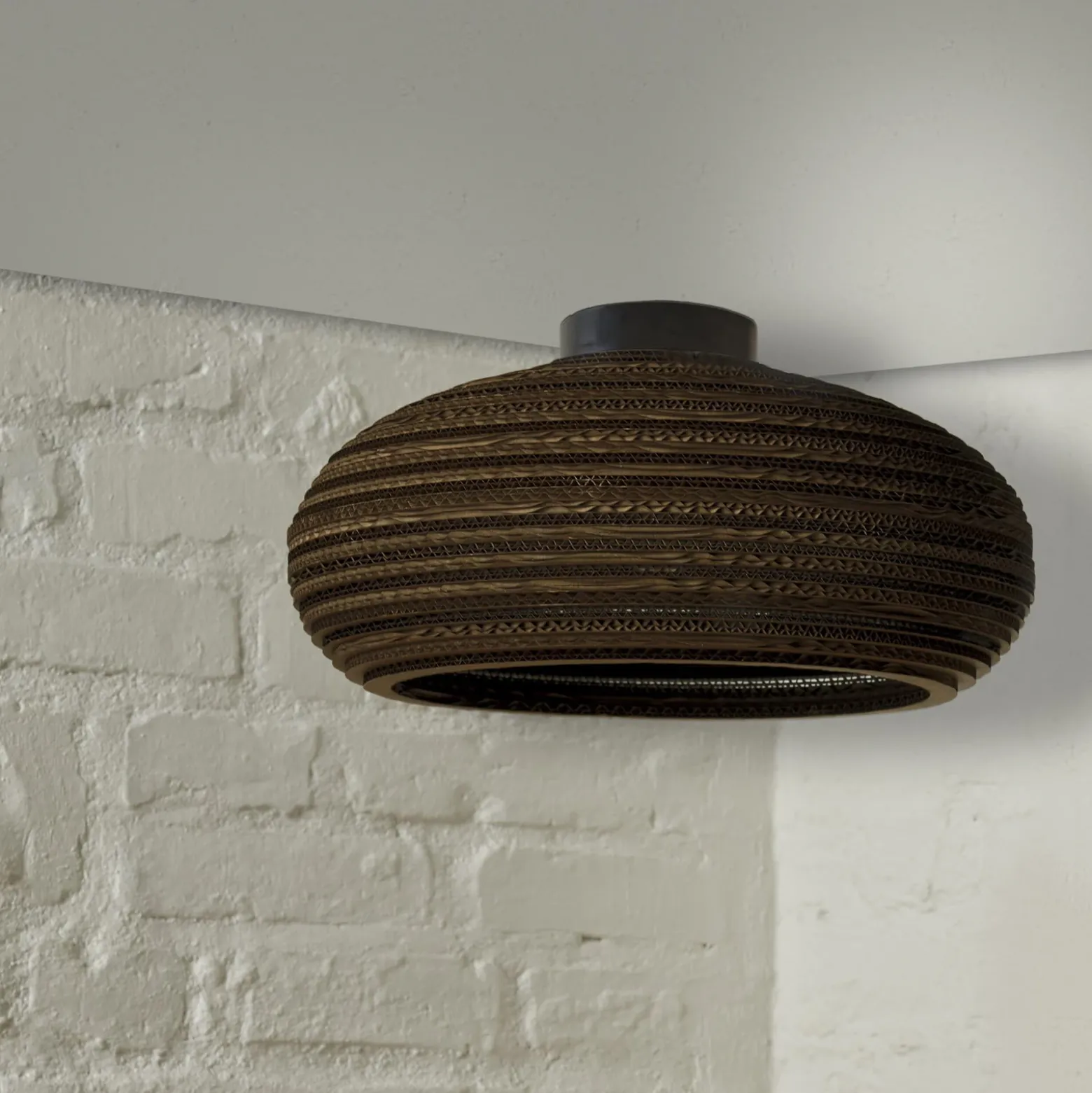 Plafón OSRAM DROP, marrón, Ø 40 cm, cartón ondulado, E27