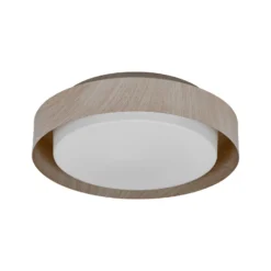 Plafón OSRAM ORBIS MADRID, madera, Ø 29 cm, metal/vidrio