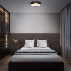 Plafón OSRAM ORBIS PARIS, negro, Ø 40 cm, textil E27