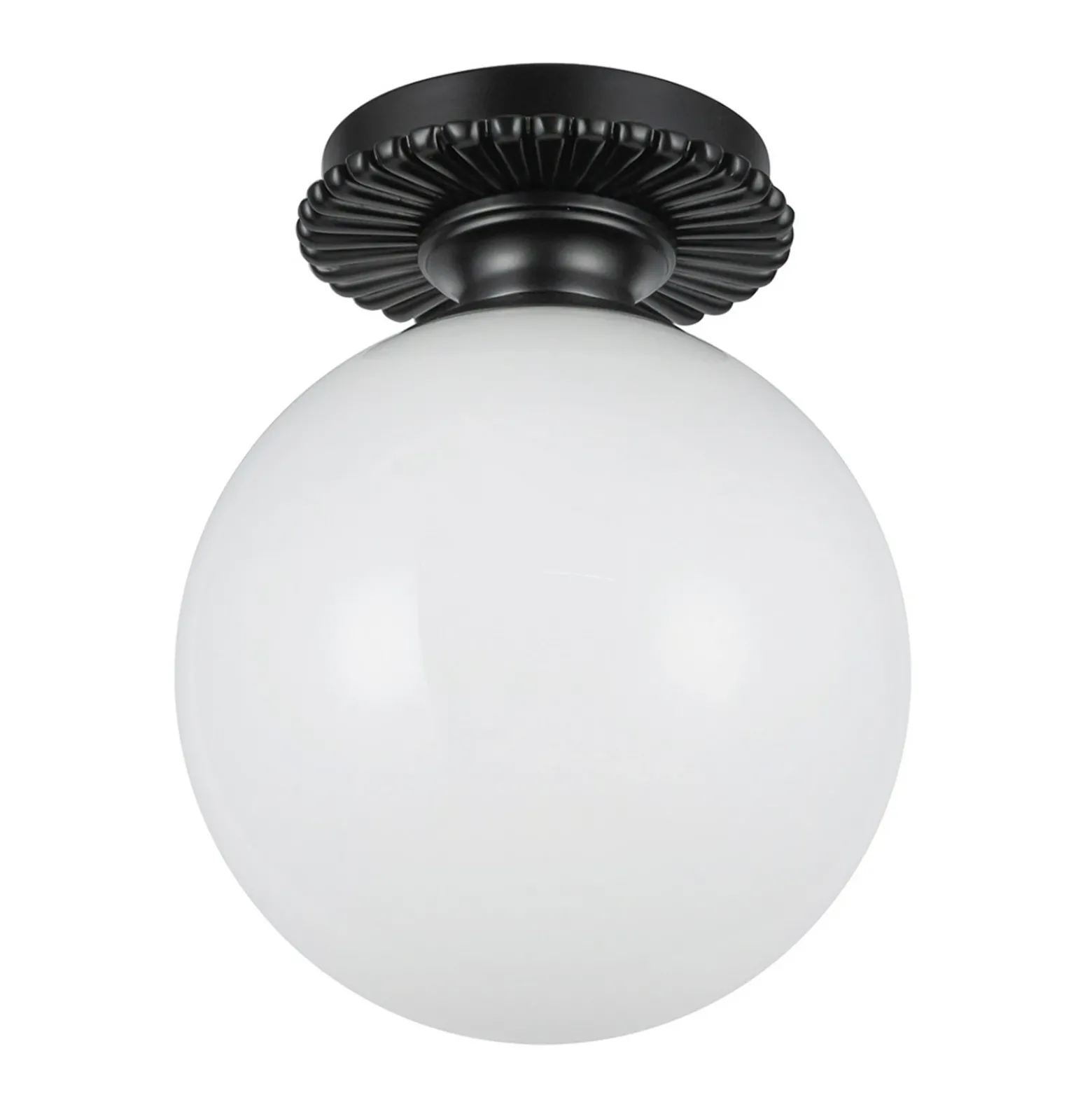 Plafón Otis, negro/ópal, Ø 20 cm, cristal, IP44, E27