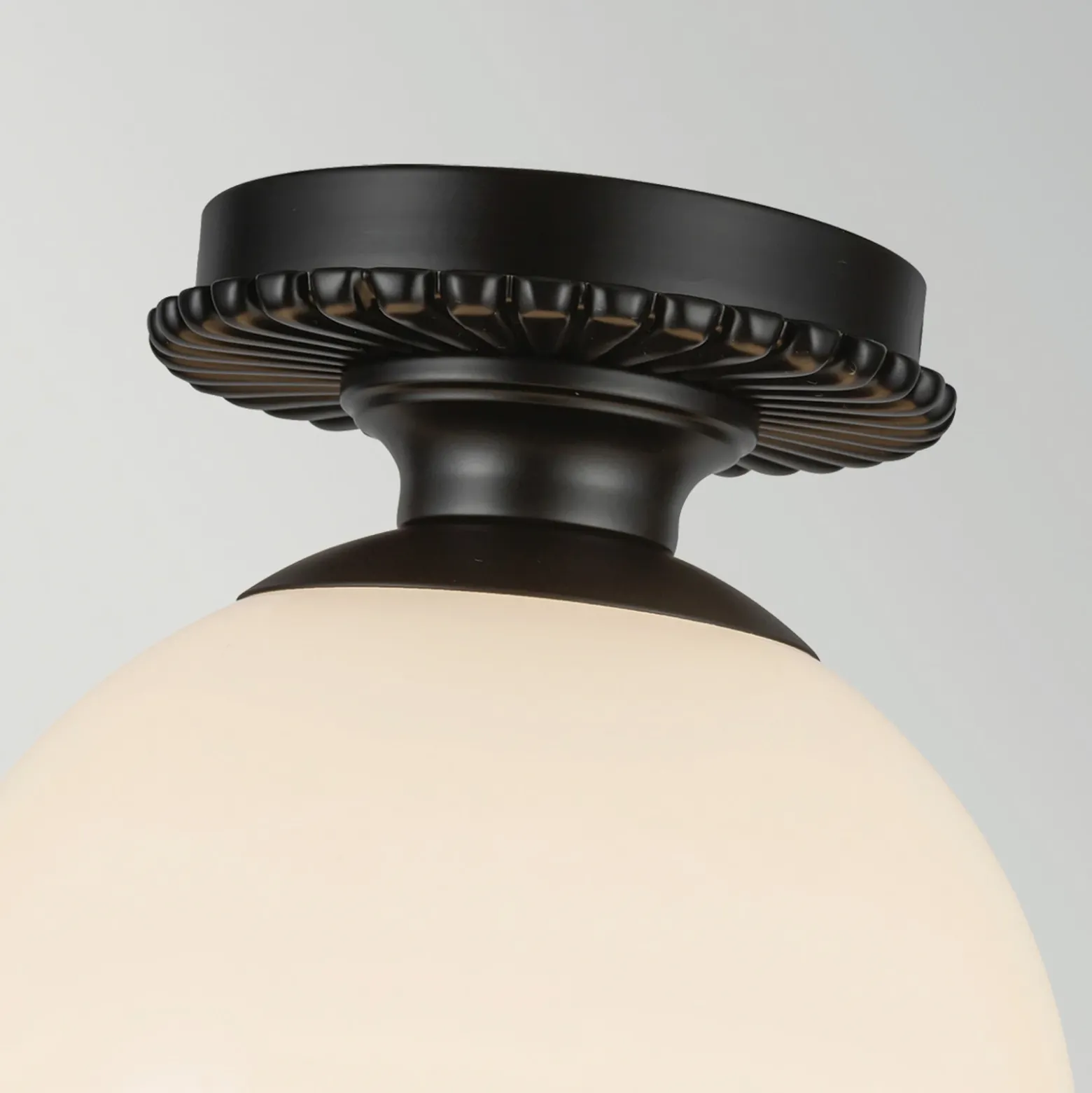 Plafón Otis, negro/ópal, Ø 20 cm, cristal, IP44, E27
