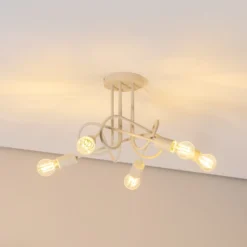 Plafón Oxford, arena, Ø 47 cm, metal, 5 luces, E27