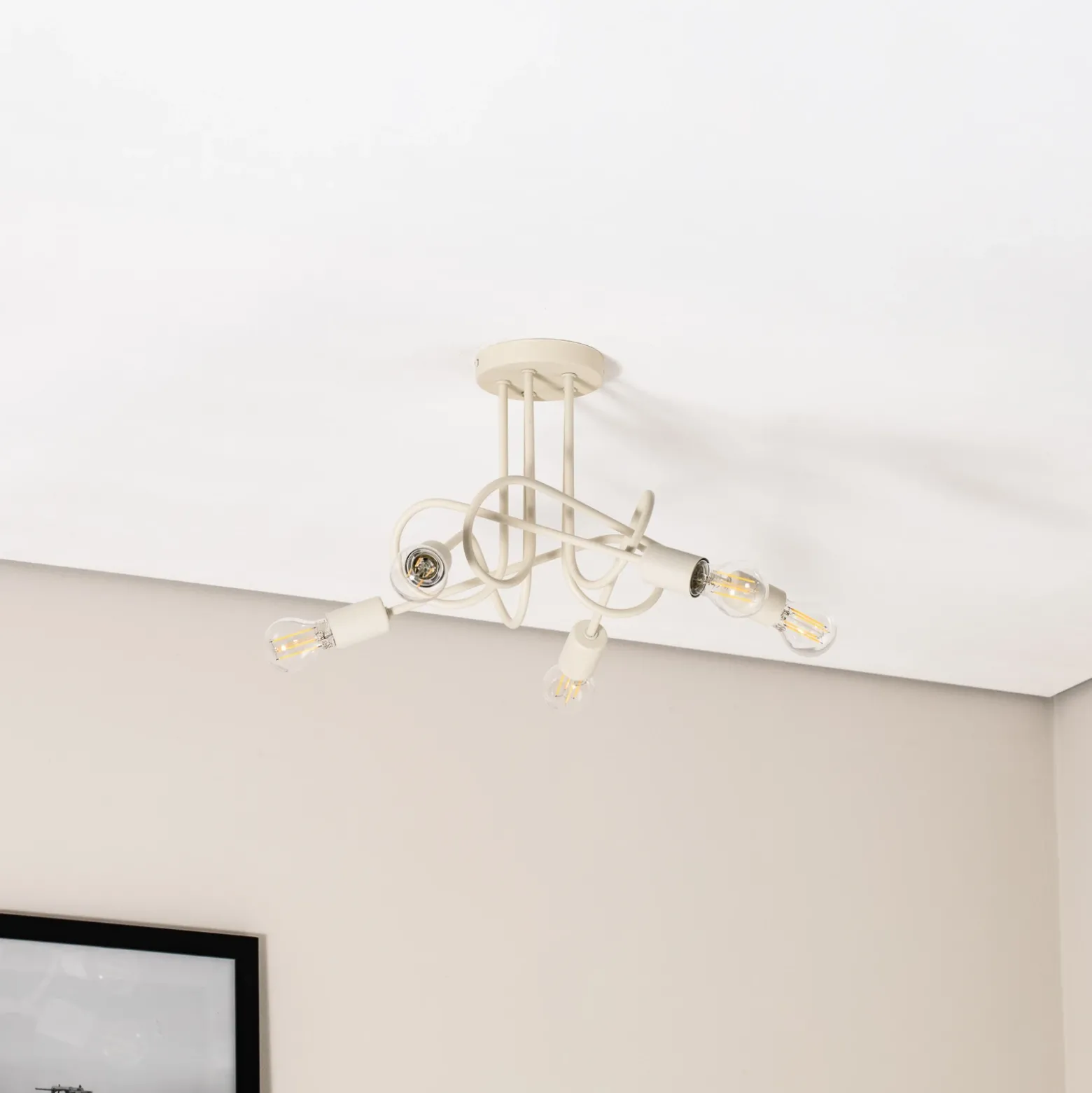 Plafón Oxford, arena, Ø 47 cm, metal, 5 luces, E27