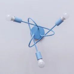 Plafón Oxford, Ø 44 cm, azul claro, metal, 3 luces