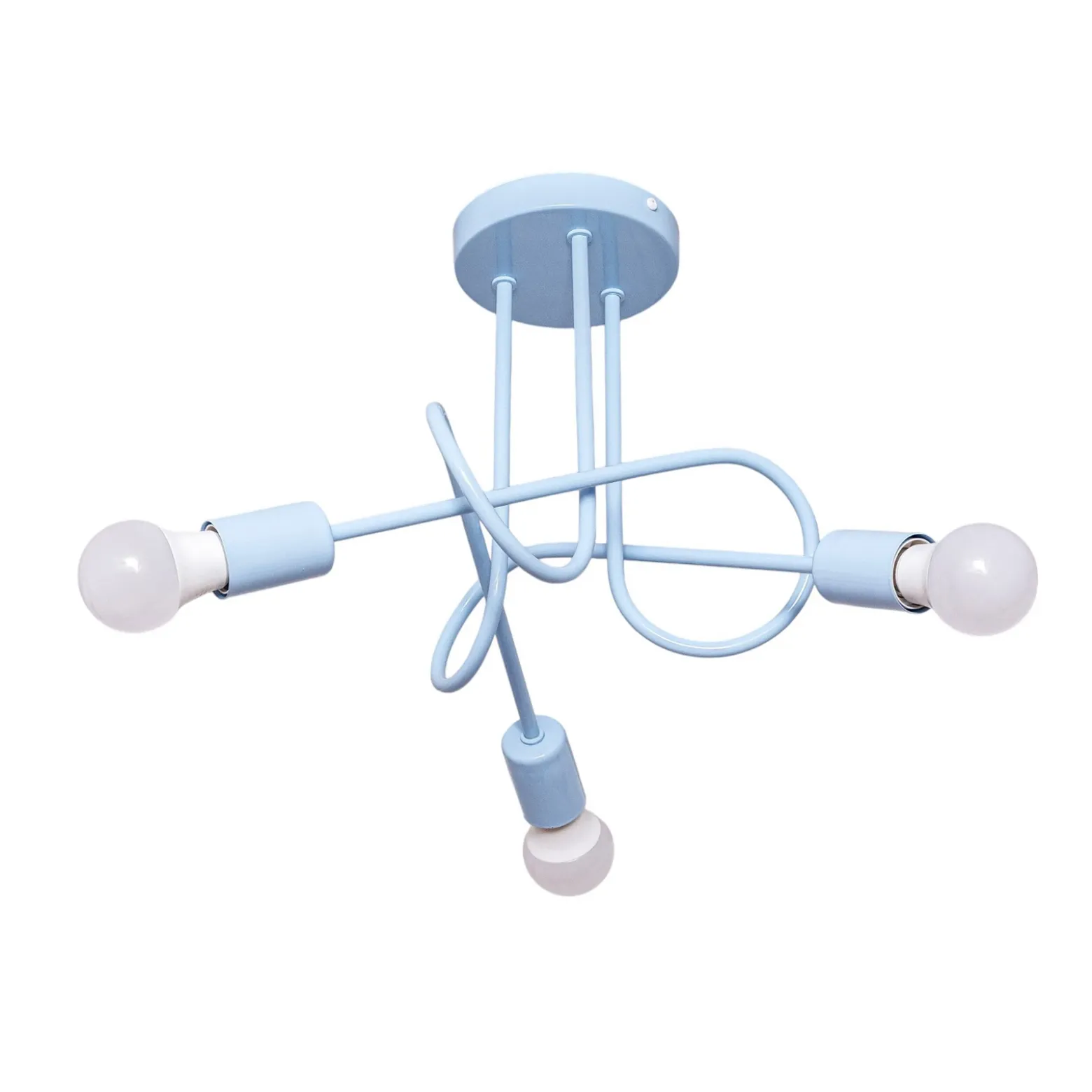 Plafón Oxford, Ø 44 cm, azul claro, metal, 3 luces
