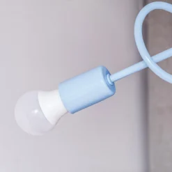 Plafón Oxford, Ø 44 cm, azul claro, metal, 3 luces