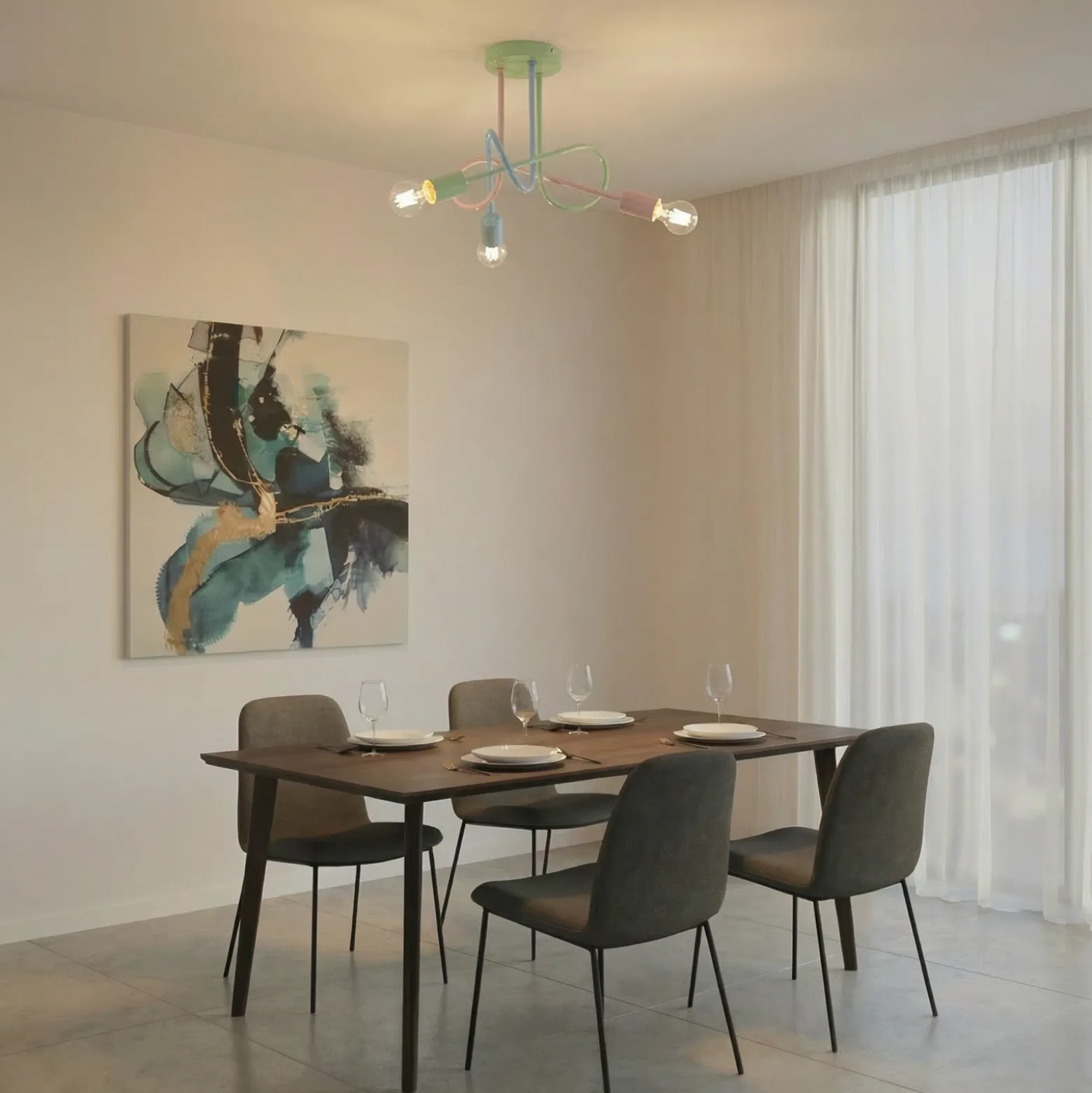 Plafón Oxford, multicolor, metal, 3 luces, E27