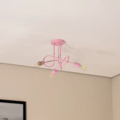 Plafón Oxford, rosa claro, Ø 44 cm, metal, 3 luces