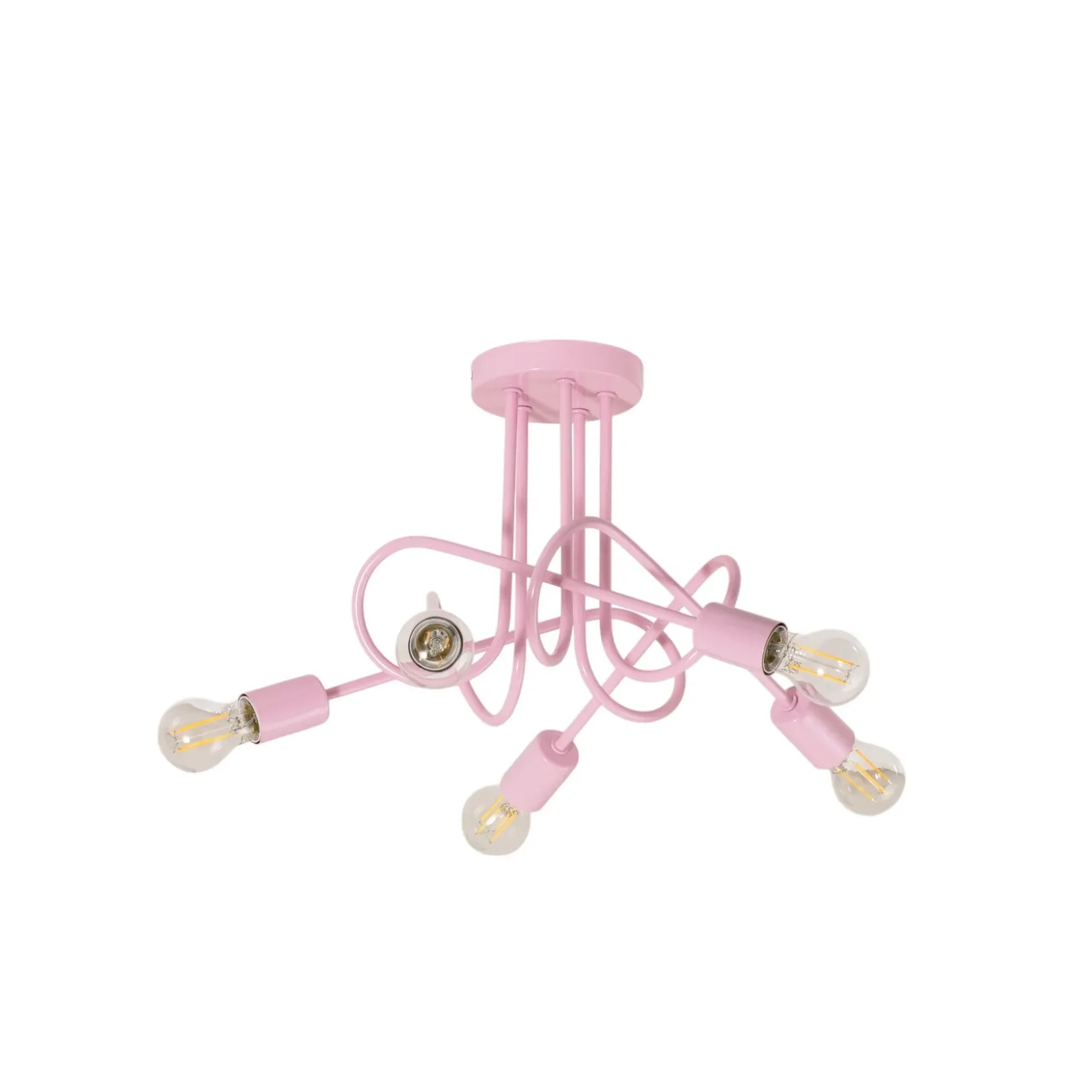 Plafón Oxford, rosa claro, Ø 47 cm, metal, 5 luces
