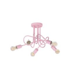 Plafón Oxford, rosa claro, Ø 47 cm, metal, 5 luces