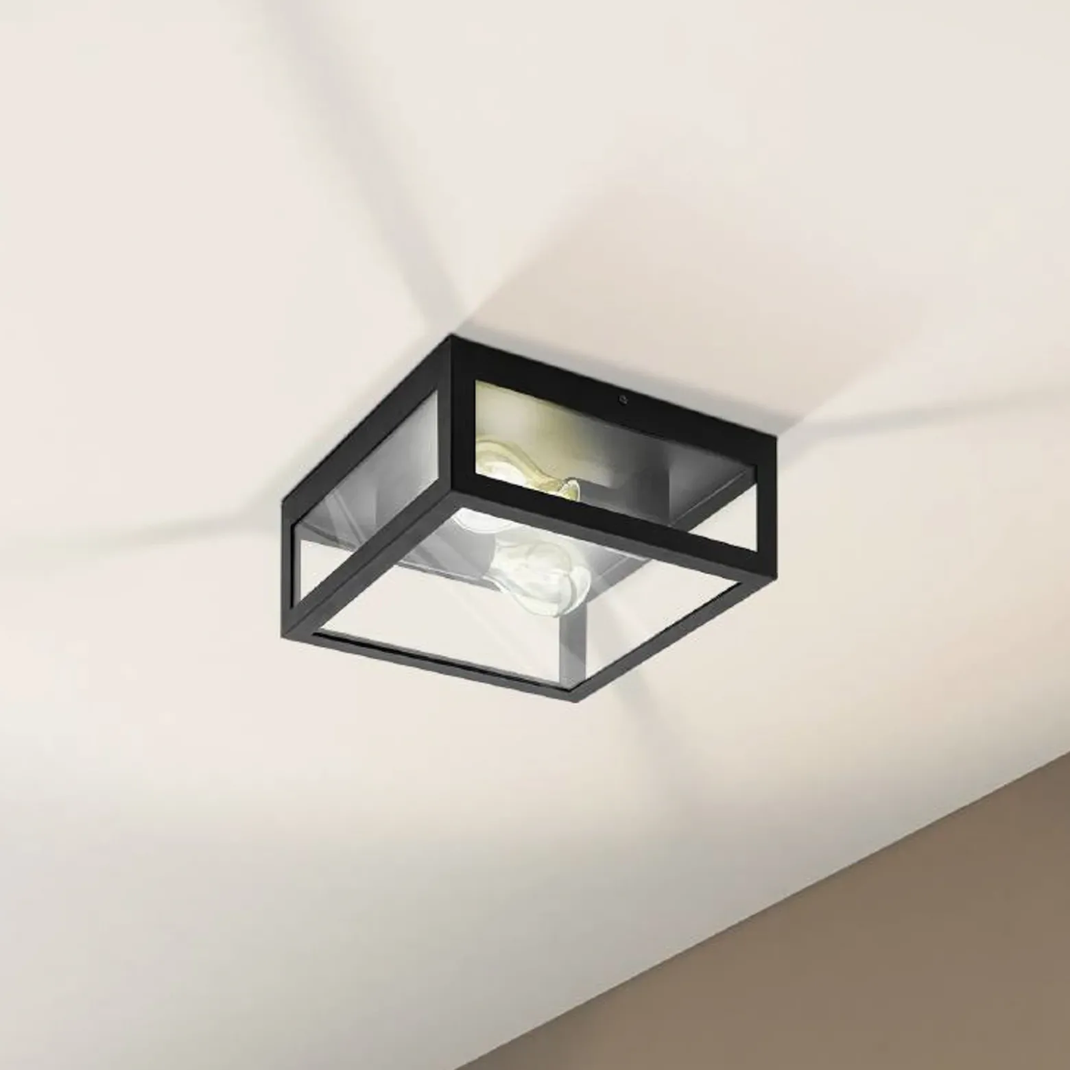 Plafón para baño Amezola, 2 luces, negro