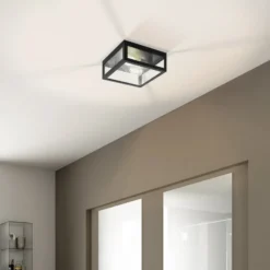 Plafón para baño Amezola, 2 luces, negro