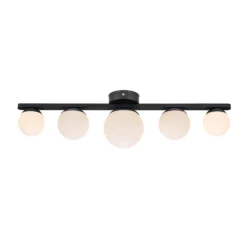 Plafón para baño Puro negro 5 luces vidrio