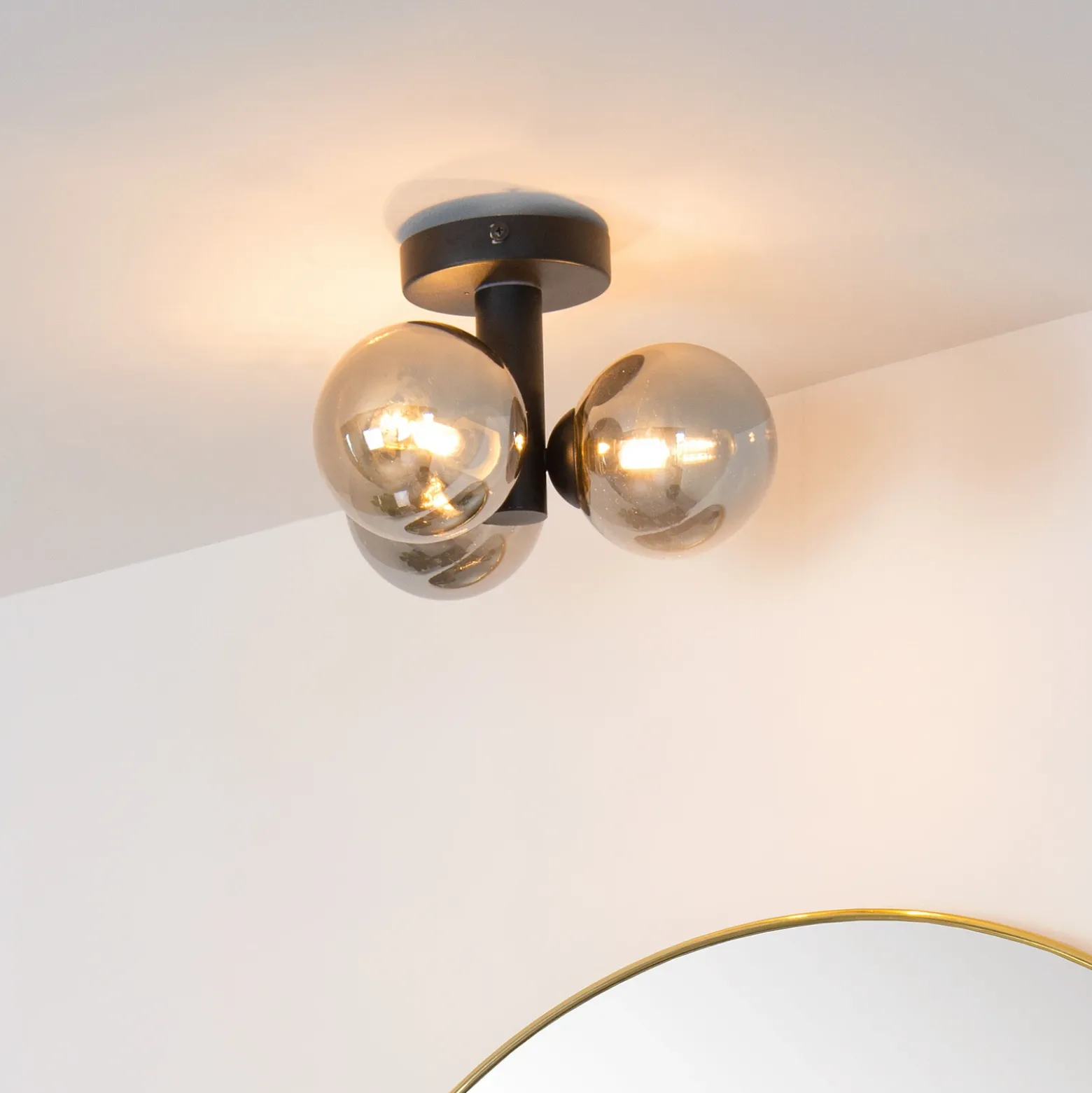 Plafón para baño Trudy, 3 luces, negro/humo