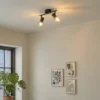 Plafón Pendura de Lindby, 2 luces, negro, cristal