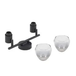 Plafón Pendura de Lindby, 2 luces, negro, cristal