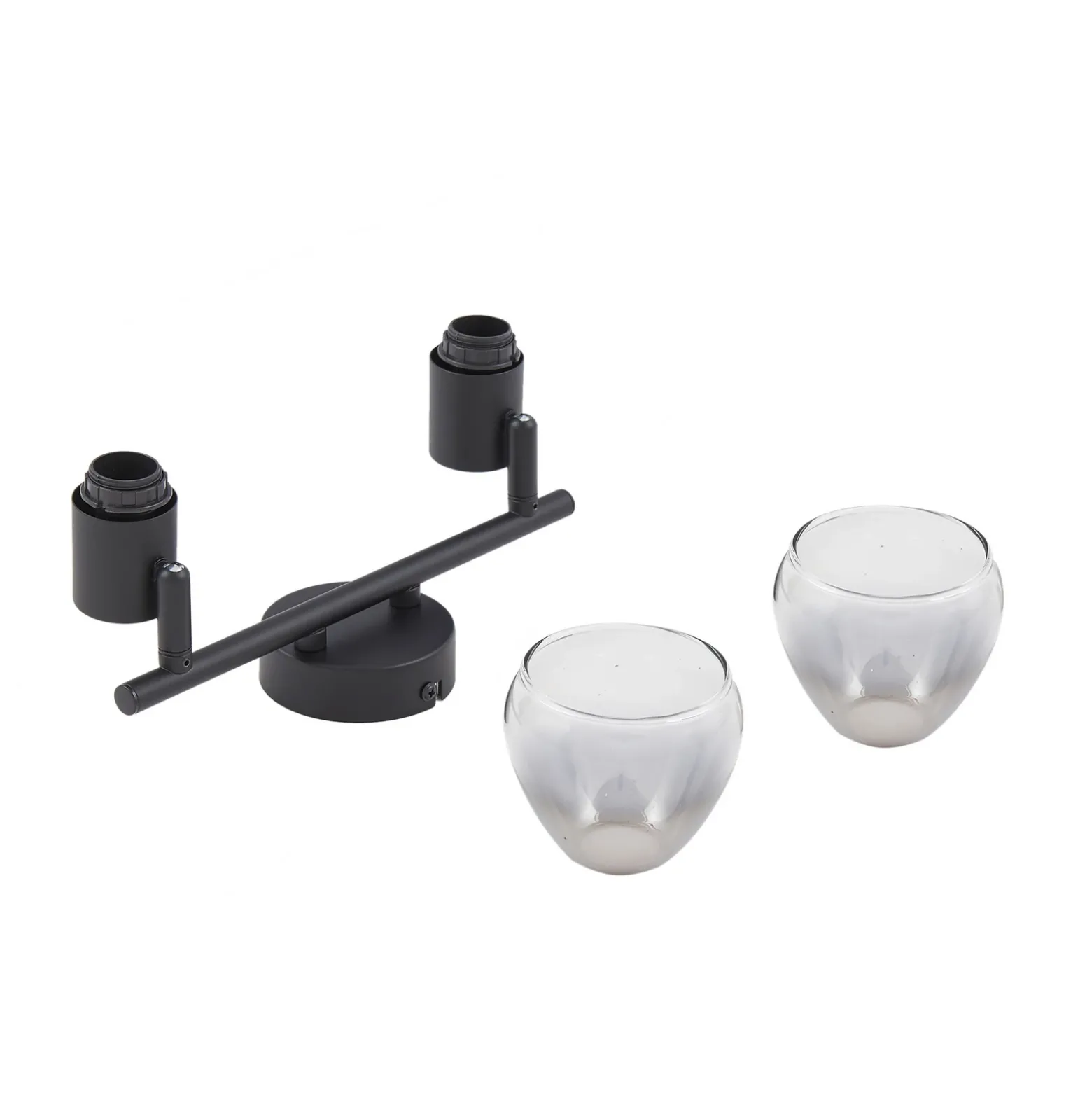 Plafón Pendura de Lindby, 2 luces, negro, cristal
