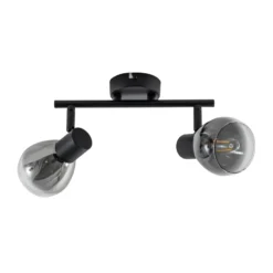 Plafón Pendura de Lindby, 2 luces, negro, cristal